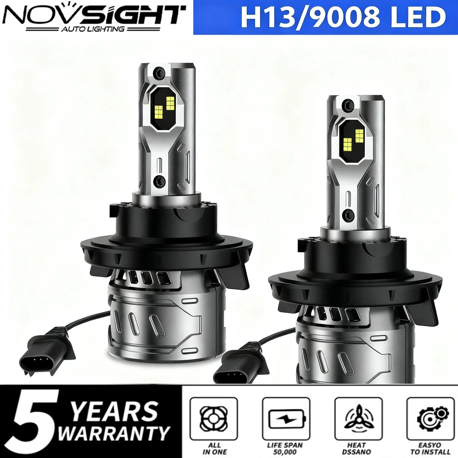 2X 9008 H13 LED Headlight Bulb Kit for