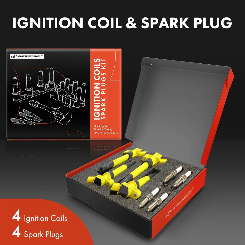 Set of 4 Ignition Coils & Iridium Spark Plugs for Hyundai Sonata (2011–2014)