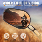 Universal Oval View Side Mirrors for Naked Bike Cruiser (Anti-Glare)