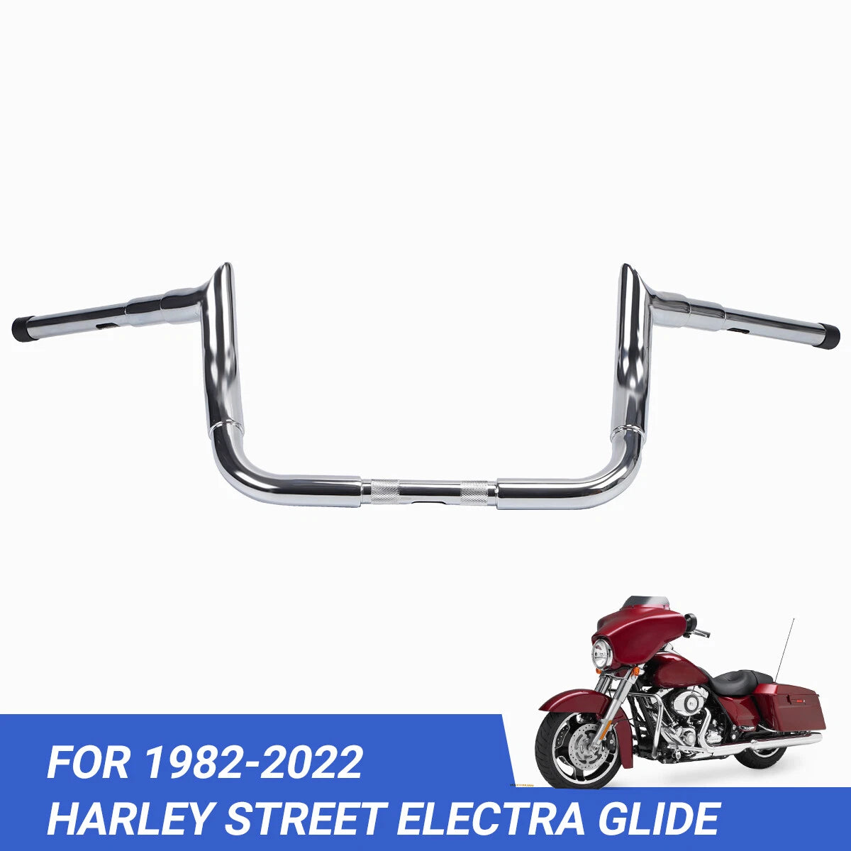10" Meathook Ape Hanger Handlebar Chrome for Harley Street Electra Glide (1982–2022)