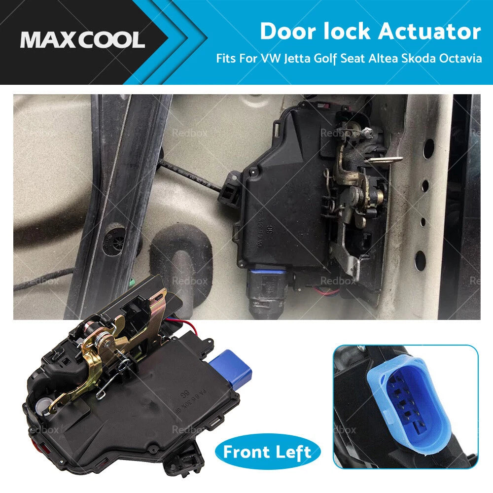 Front Left Door Lock Actuator for VW Golf Jetta Caddy Seat Altea Skoda (2004–2014)