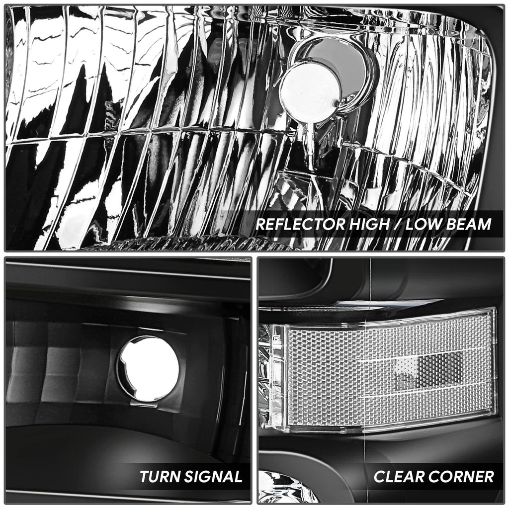 Headlight for Ford E-150-750 Super Duty (2008–2021) OE Style Black Housing Clear Lens
