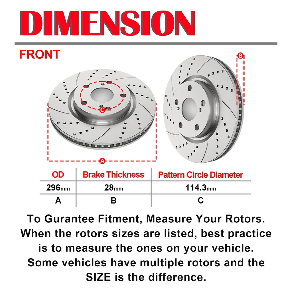 Front Drilled Rotor & Ceramic Brake Pad for Toyota RAV4 Matrix (2001-2012)