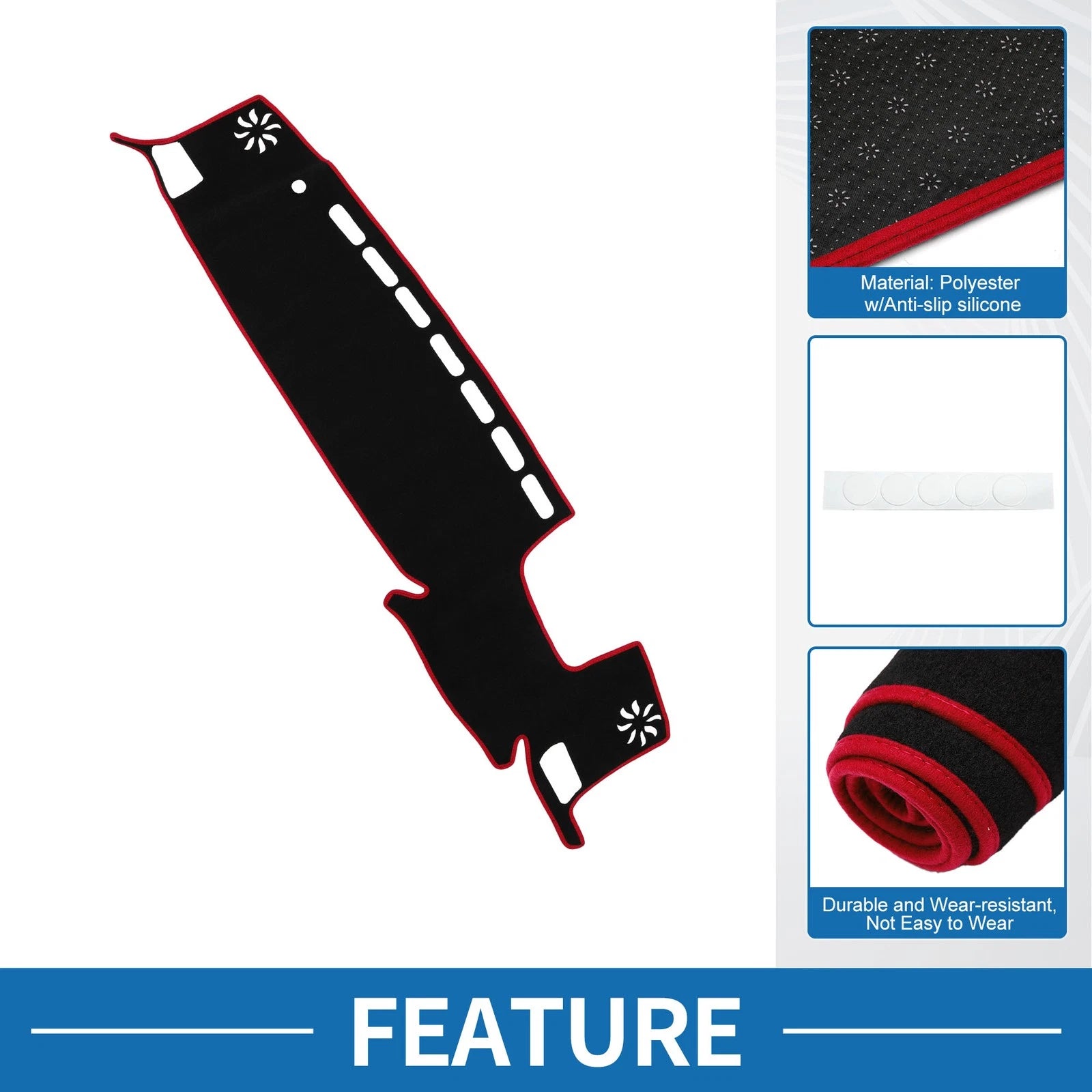 Dashboard Cover Mat for Toyota Highlander (2021–2024) HUD Black Red