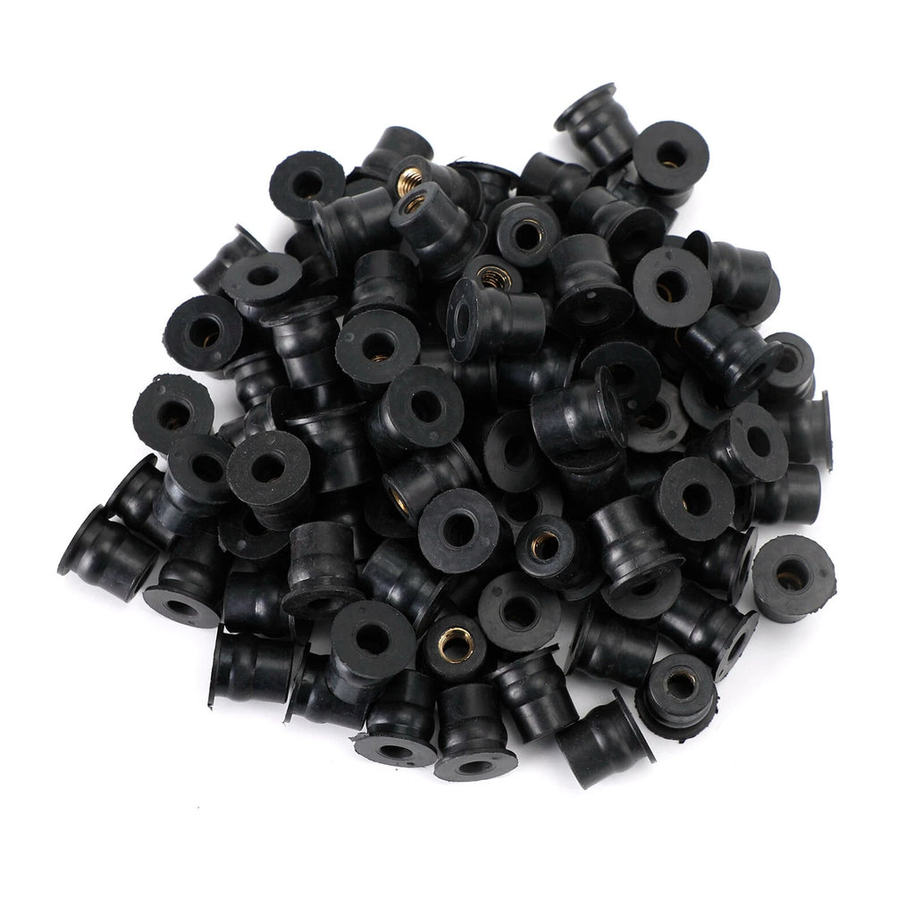 Set of 100 M6 Rubber Well Nuts for Fairing & Screen Fixing