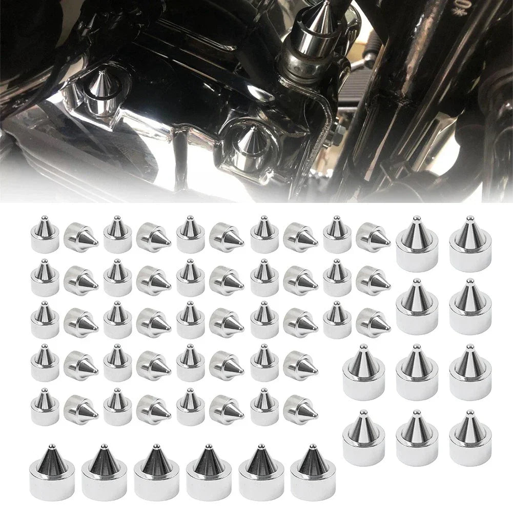 62X Engine Bolt Chrome Cap Kit for Harley Touring Road King Softail Trike (18-24)