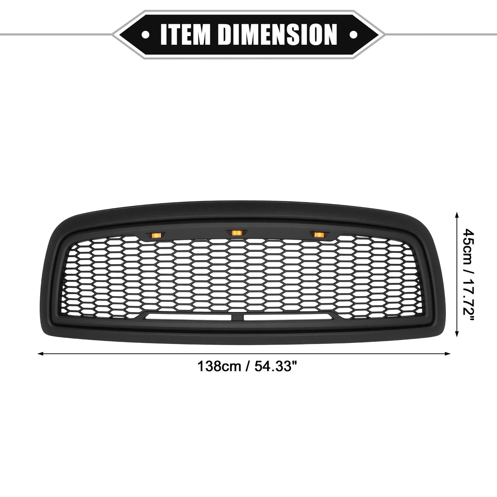 Front Grille Assembly with LED Lights for Dodge Ram 3500 (2010) Matte Black