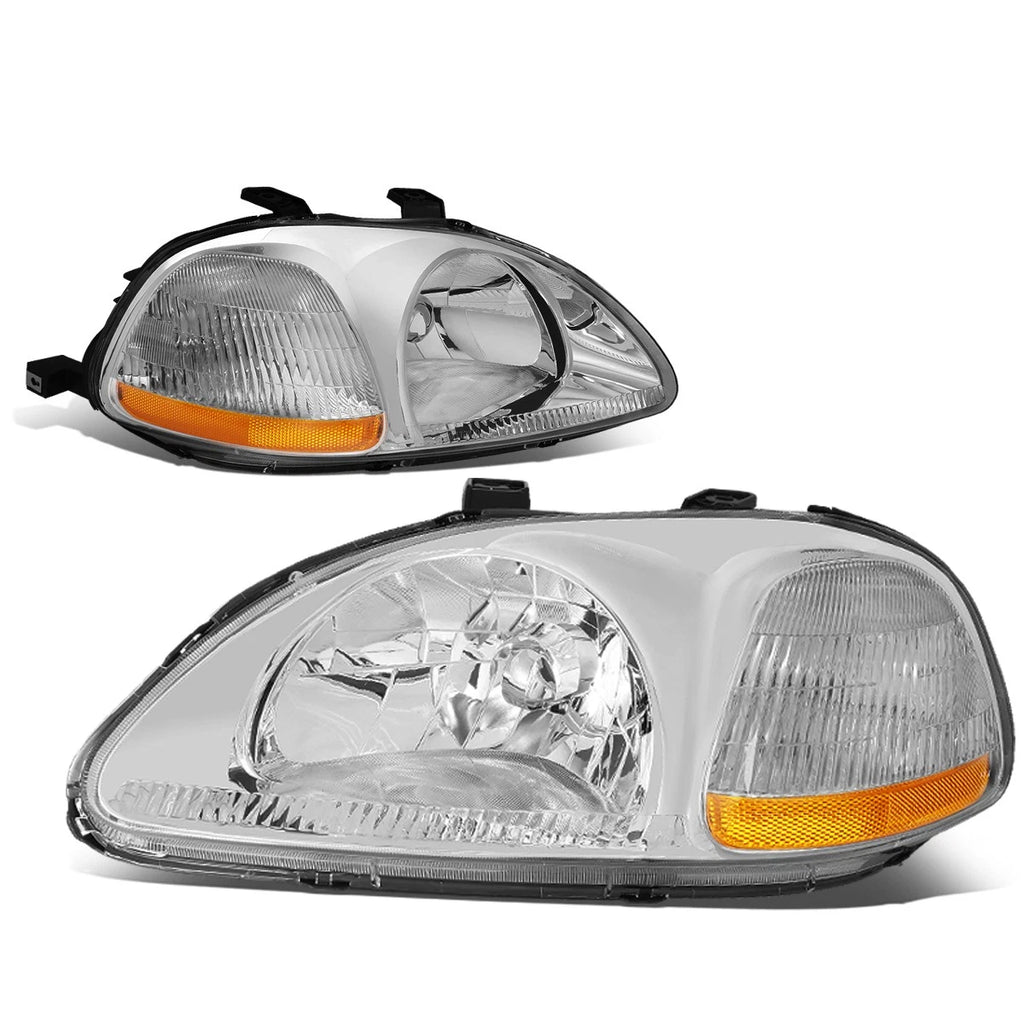Chrome Housing Headlight + Amber Corner + Smoked LED Fog Light Kit for Honda Civic EK/EJ (1996–1998)