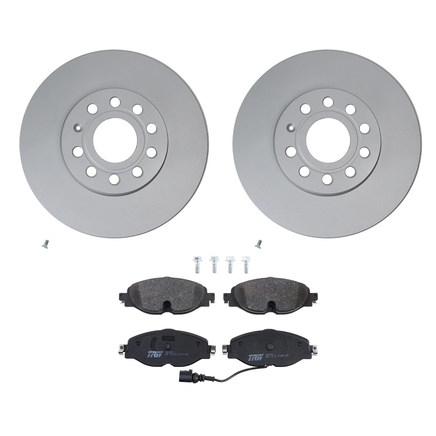 Hella Front Rotors & TRW Pro Low-Met Disc Brake Pads Kit for A3 Golf (2015–2020)