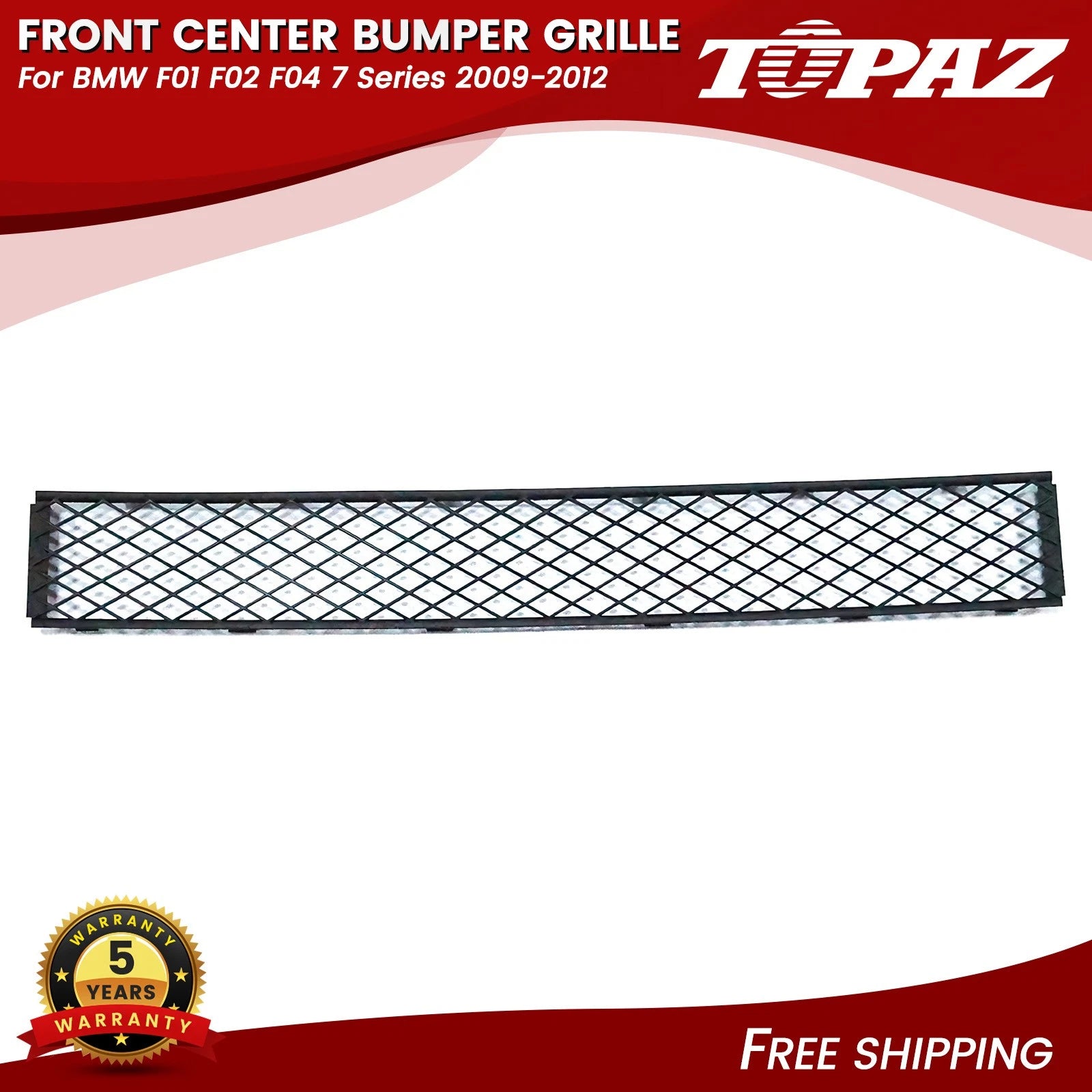 Front Bumper Grille for BMW 7-Series (2009–2012) Black Plastic