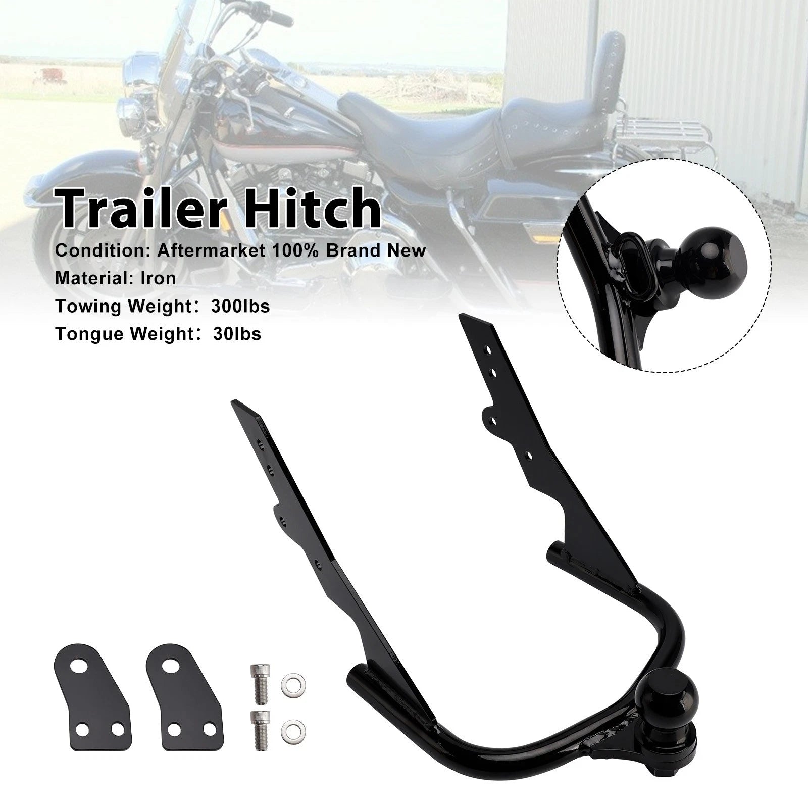 Trailer Hitch Ball for Harley Electra Road King Glide FLTR FLHS FLHT (1994–2008)