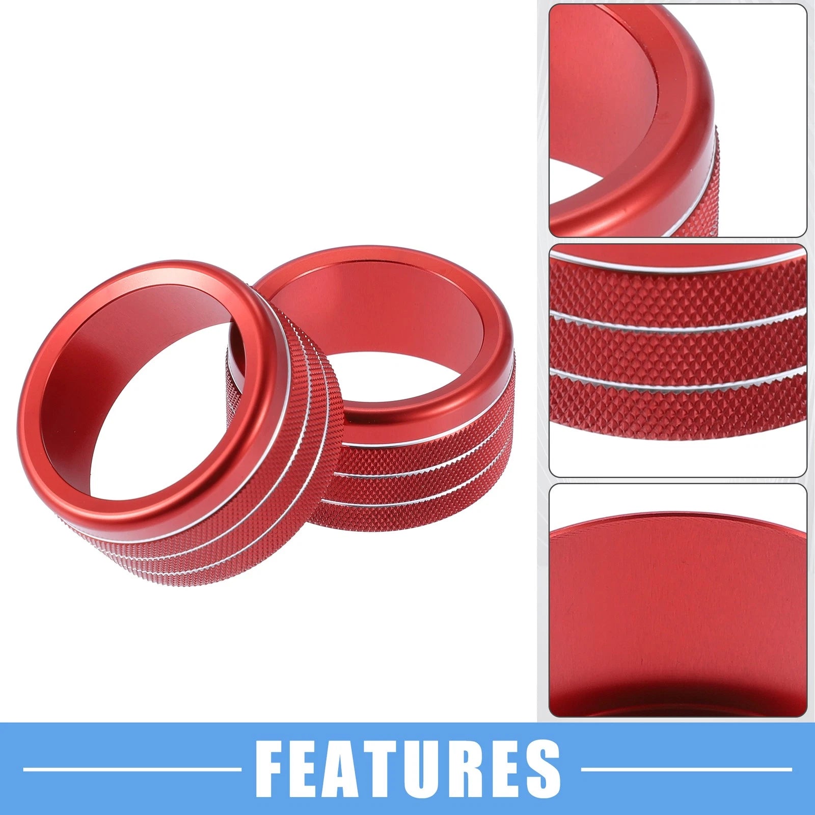Set of 5 AC Volume 4WD Switch Knob Covers for Toyota Tundra (2014–2021) Red