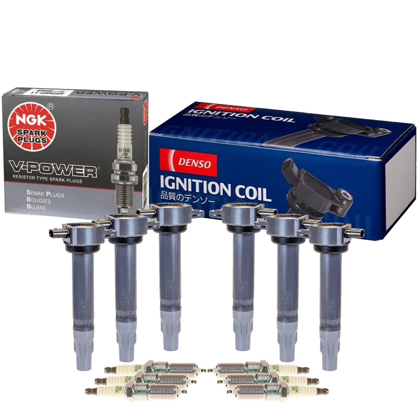 Set of 6 Denso COP Ignition Coils & NGK VPower Spark Plugs for Chrysler Dodge V6