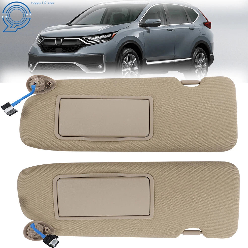 Sun Visor Set for Honda CR-V (2017–2022) Beige with Light Mirror