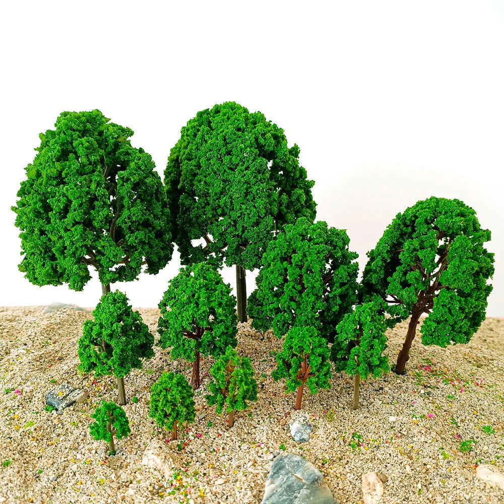 Set of 32 Mixed Model Trees for Railroad Train Diorama Landscape