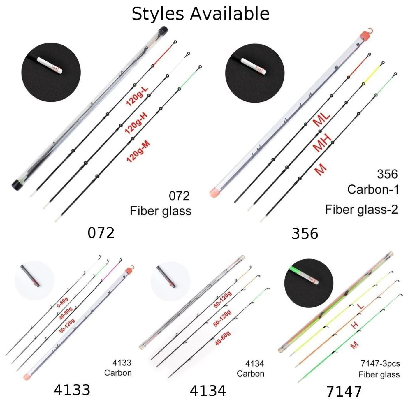 Carbon Fishing Rod Tips Replacement for Feeder and Long Cast Rods (120g)