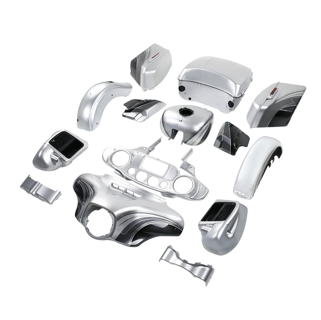 Fairings Bodywork for Harley Electra Glide (2014–2023) Silver/Black Honeycomb Fade