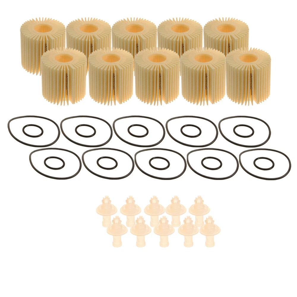Set of 10 Oil Filter Element Drain Plug & Gasket for Toyota Scion Lexus