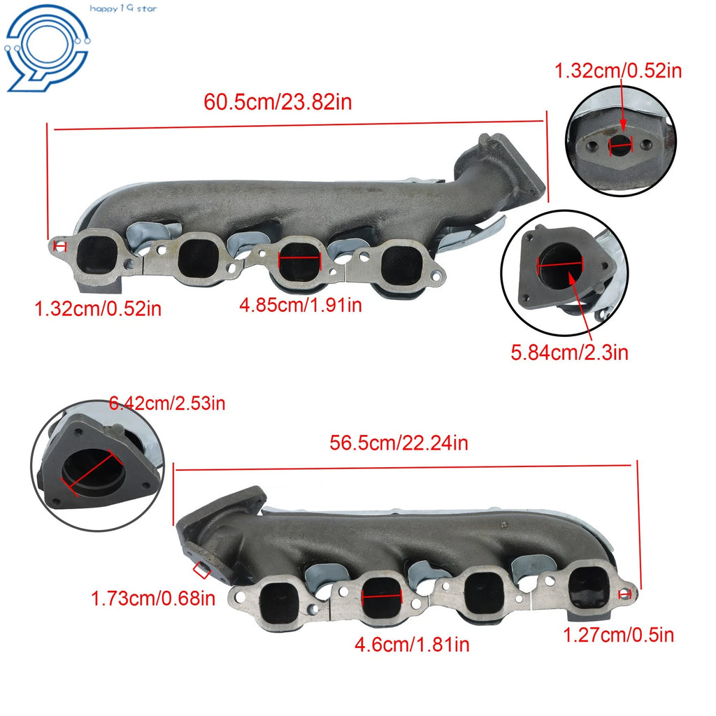 Pair Exhaust Manifolds for Chevy Silverado GMC Sierra 2500 3500 HD (2001–2007)
