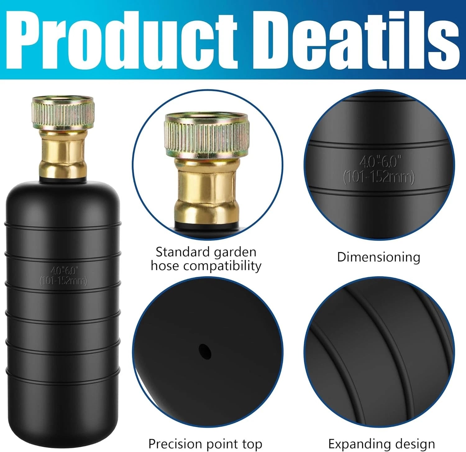 Drain Cleaning Bladder for Clogged Sewer Pipe Snake Garden Hose Tool