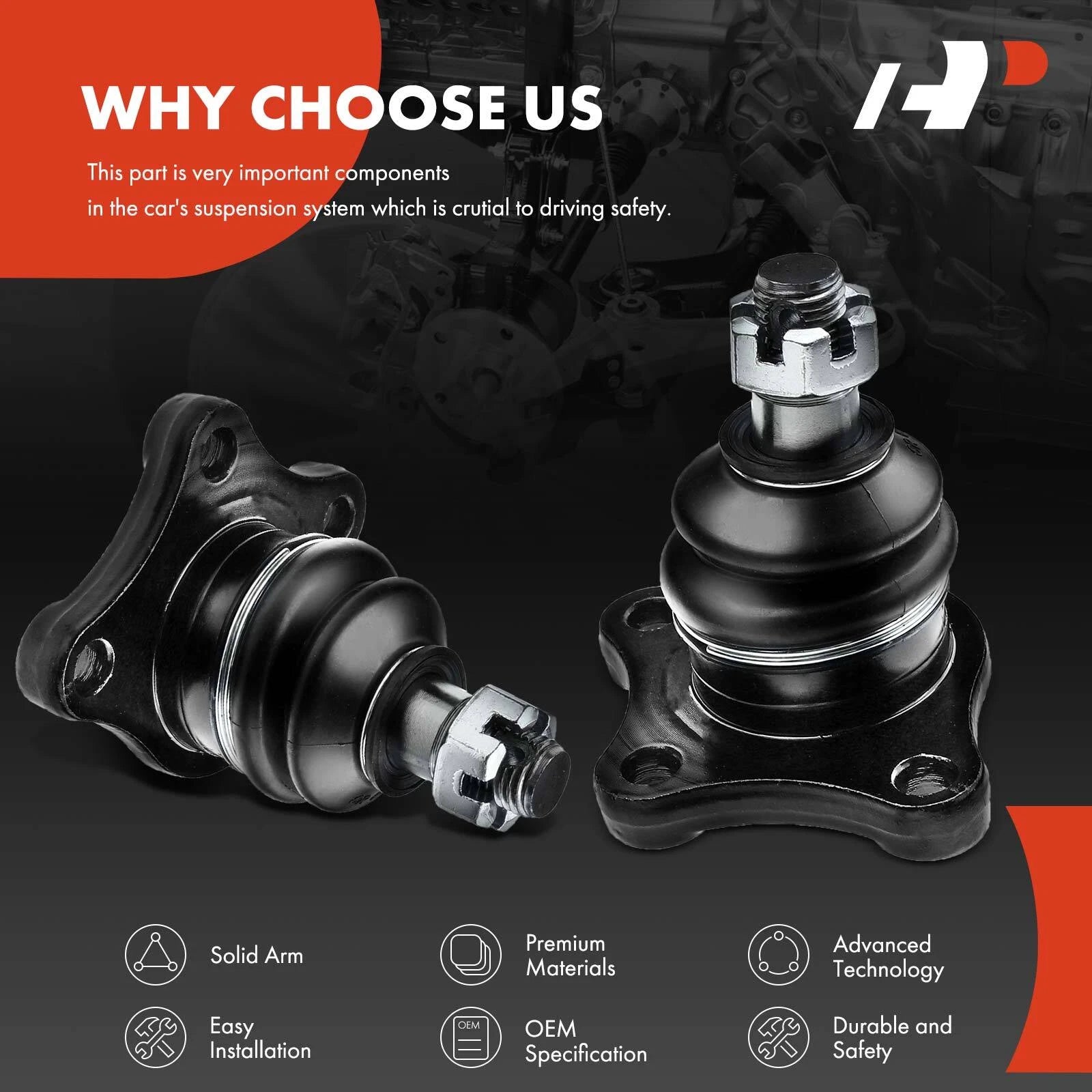 2X Front Upper Ball Joints for Mitsubishi Montero Sport (1997-2004)