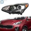Headlight for Kia Sportage (2017–2019) Halogen with LED DRL Black Driver Side