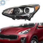 Headlight for Kia Sportage (2017–2019) Halogen with LED DRL Black Driver Side
