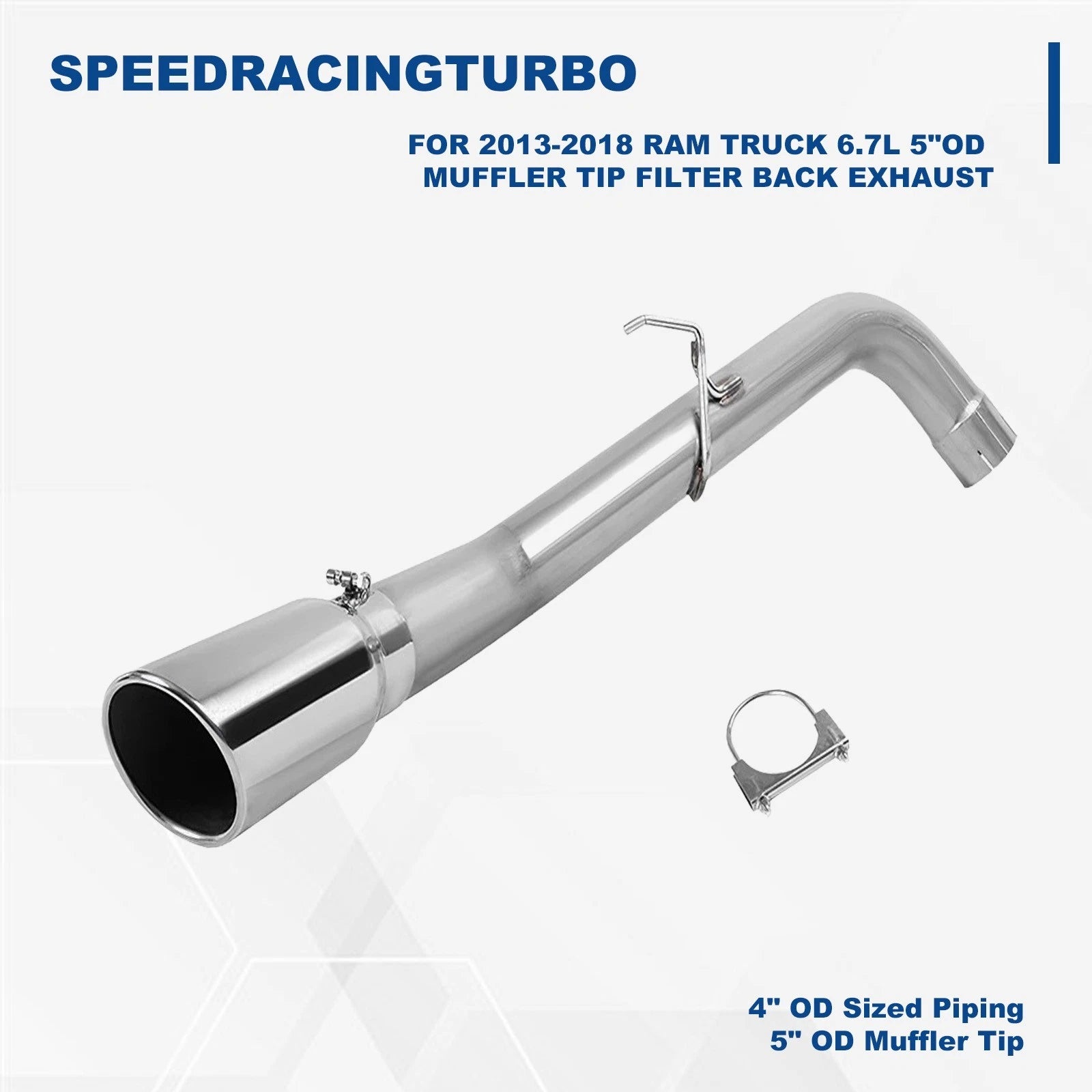 5" OD Muffler Tip Exhaust for Ram 2500 3500 (2013–2018) 6.7L