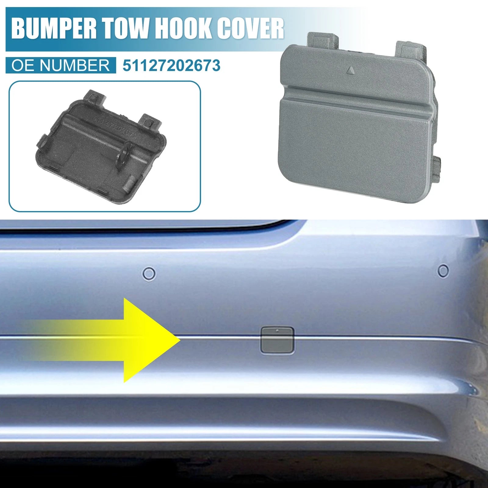 Rear Bumper Tow Hook Cover for BMW 3 Series E90 E91 (2009–2012) 51127202673 Gray