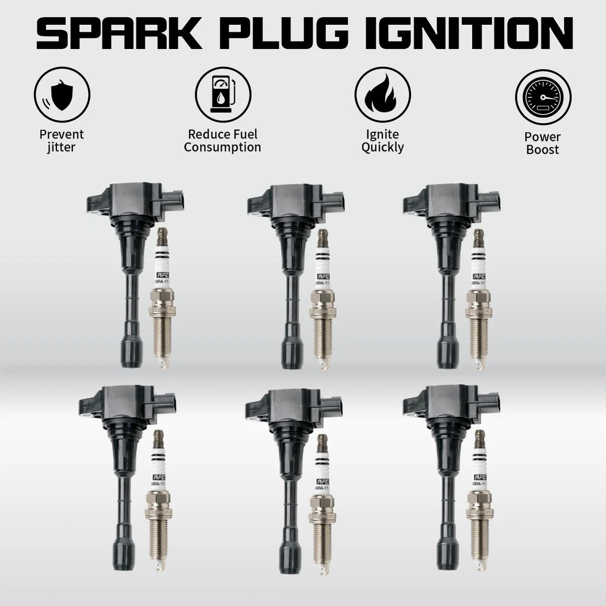 6pcs Ignition Coil & Spark Plug UF550 for Nissan Pathfinder (2013–2020)