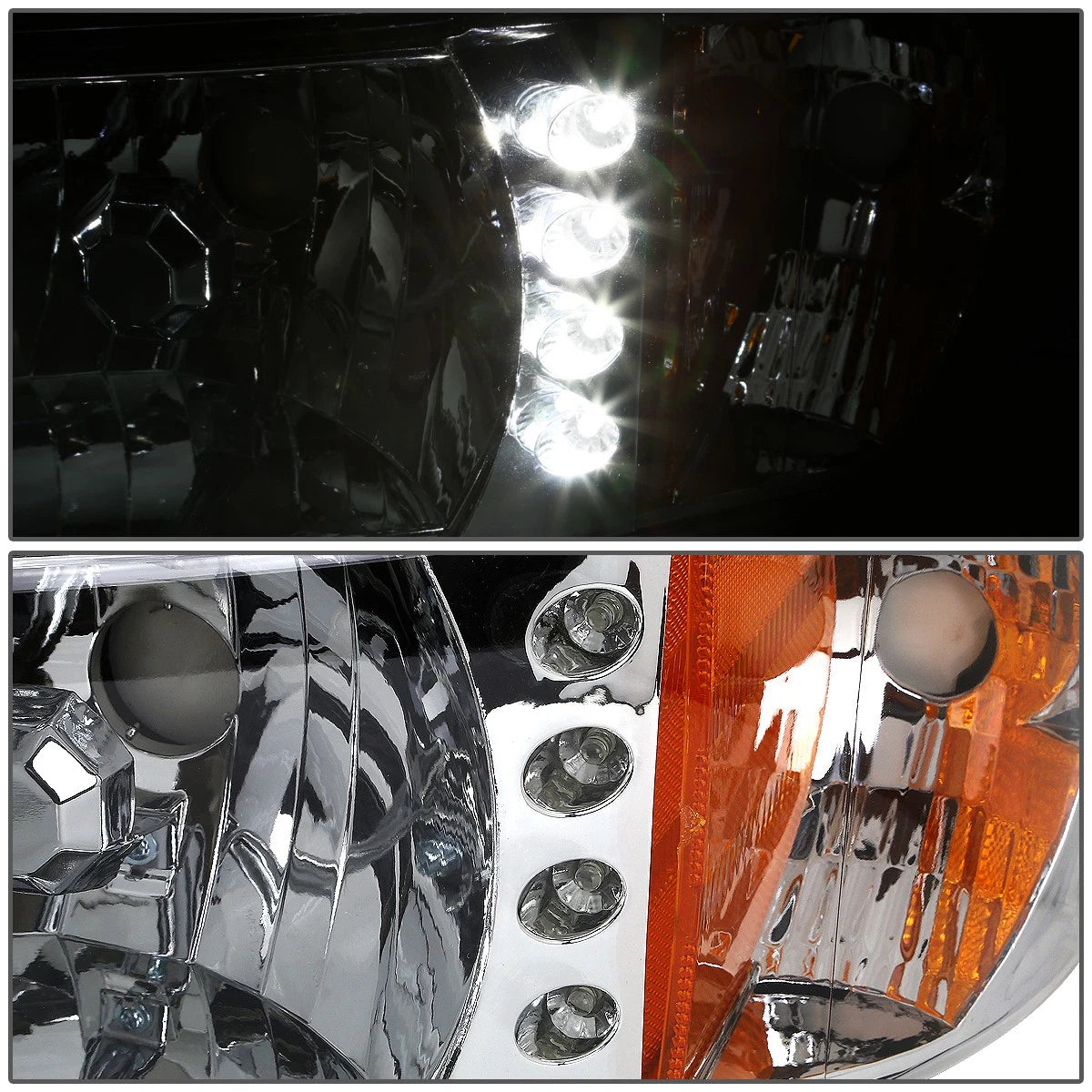 Chrome Housing Amber Corner Headlights with LED DRL for Dodge Ram Pickup (1994–2002)