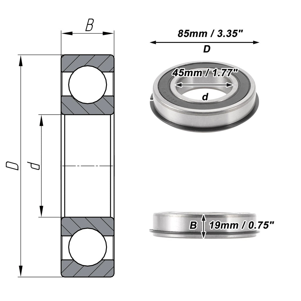 6209NR2RS Deep Groove Ball Bearing for Scooter Skateboard (45x85x19mm)