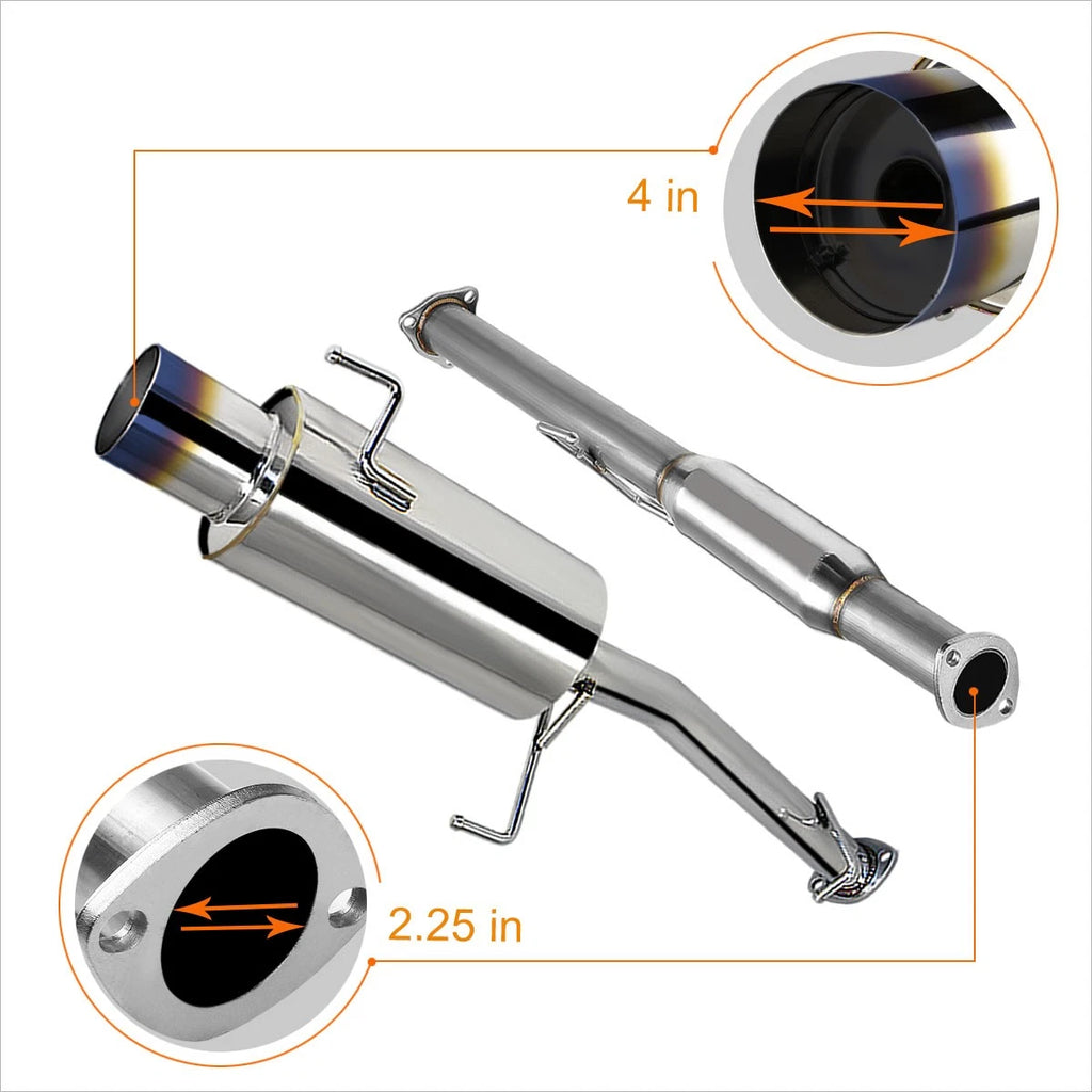 4" Burnt Tip Muffler Catback Exhaust for Honda Prelude BB1/BB2 (1992–1996)