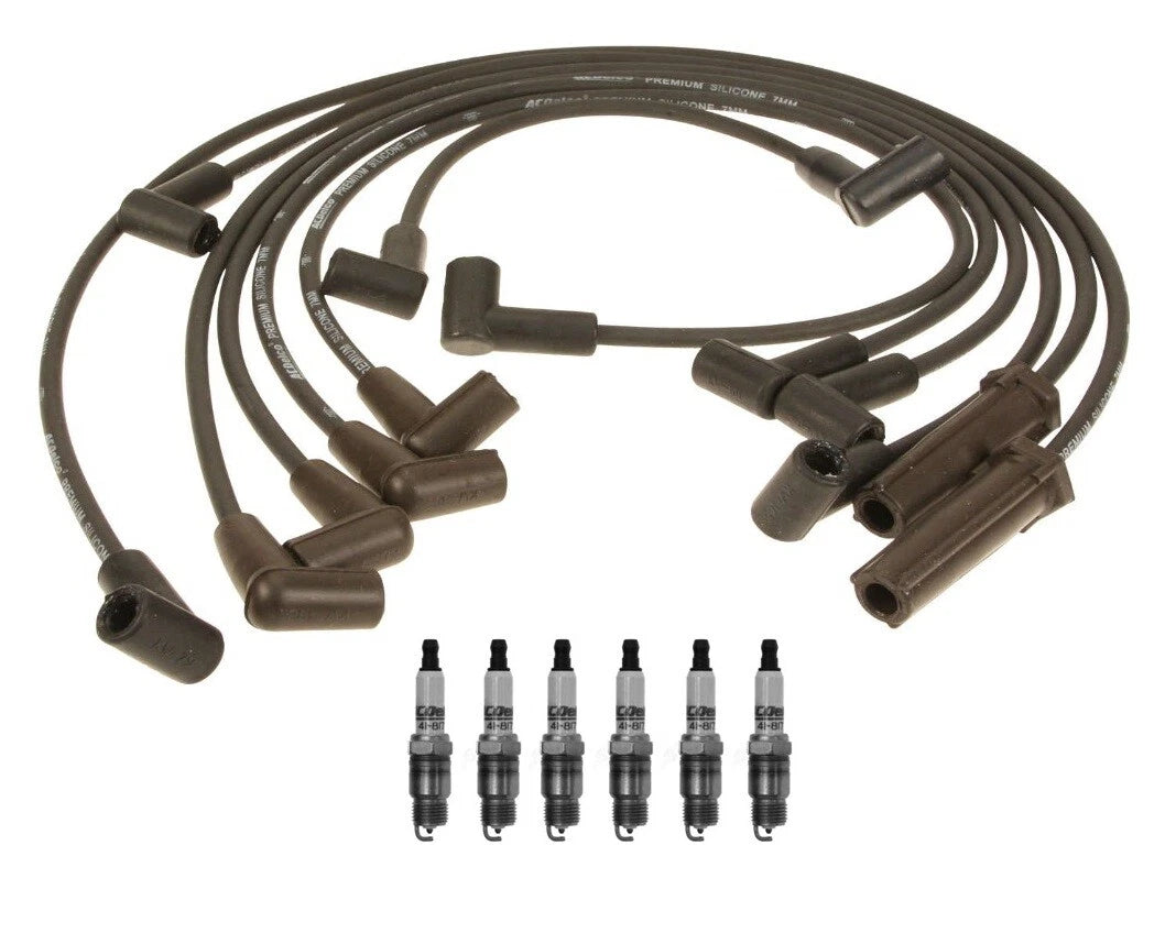 Set of 6 ACDelco Platinum Spark Plugs & Ignition Wire Set for GMC 4.3L V6