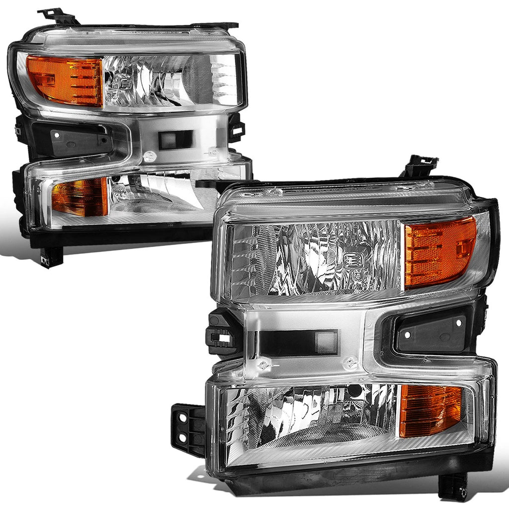 Chrome/Amber Headlight Lamp for Chevy Silverado 1500 WT (2019–2021)