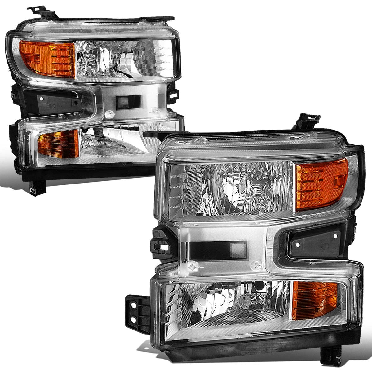 Chrome/Amber Headlight Lamp for Chevy Silverado 1500 WT (2019–2021)