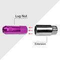 Set of 20 Purple Open-End Aluminum Wheel Lug Nuts M12X1.5 20mm OD 60mm Tall
