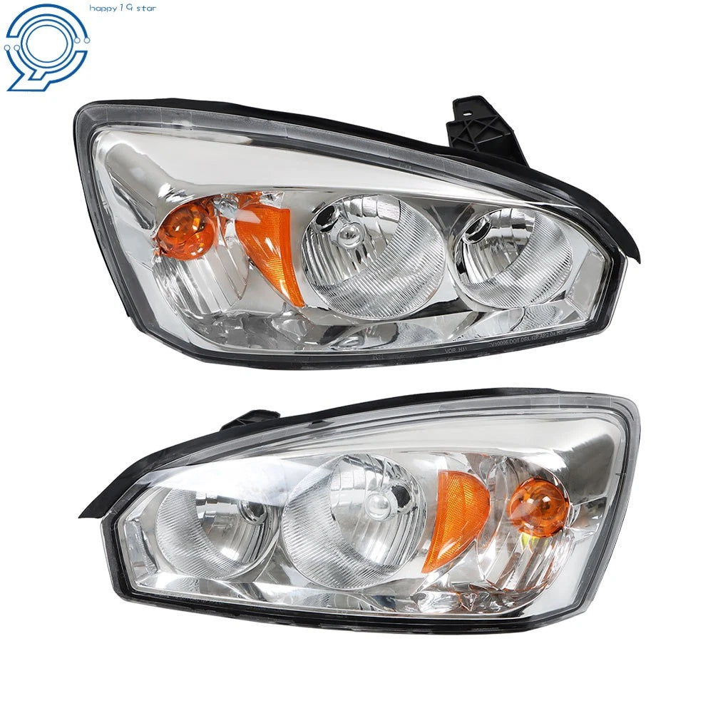 Set of 2 Headlights for Chevy Malibu (2004–2008) Chrome Housing