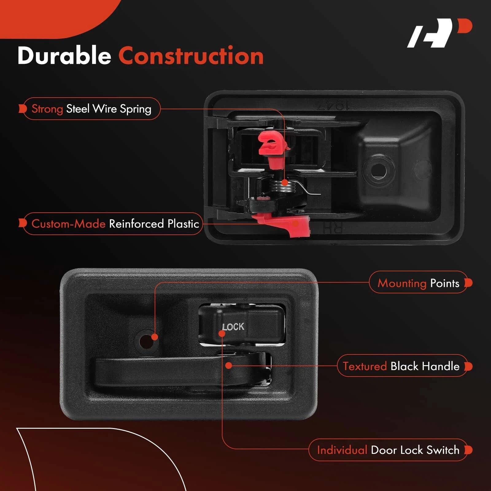Front Right Interior Door Handle for Jeep Wrangler (1987-1995, 1997-2002)