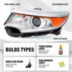Set of 2 Halogen Projector Headlights for Ford Edge (2011–2014)