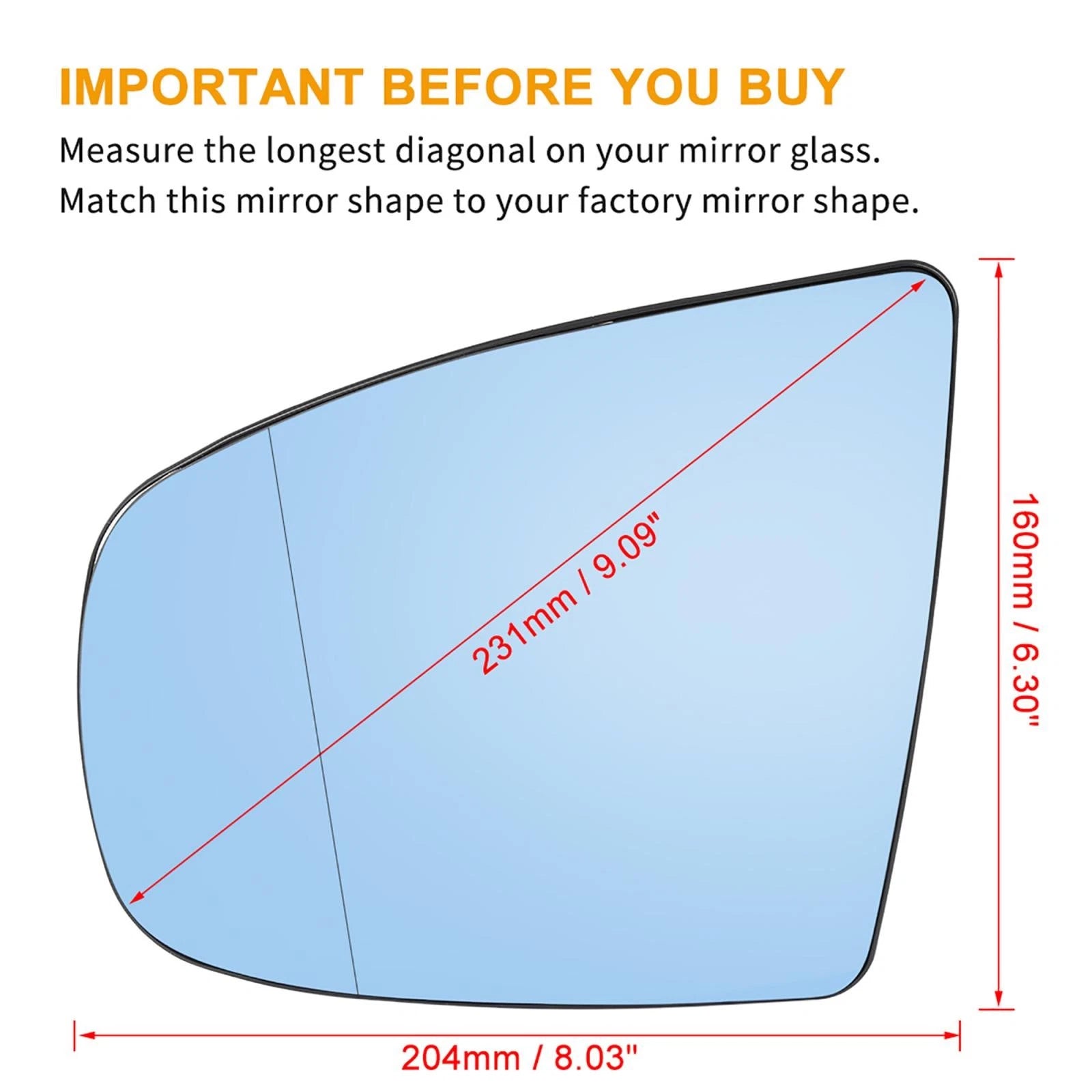 Heated Left Rearview Mirror Glass with Backing Plate for BMW X5 (2007–2013)