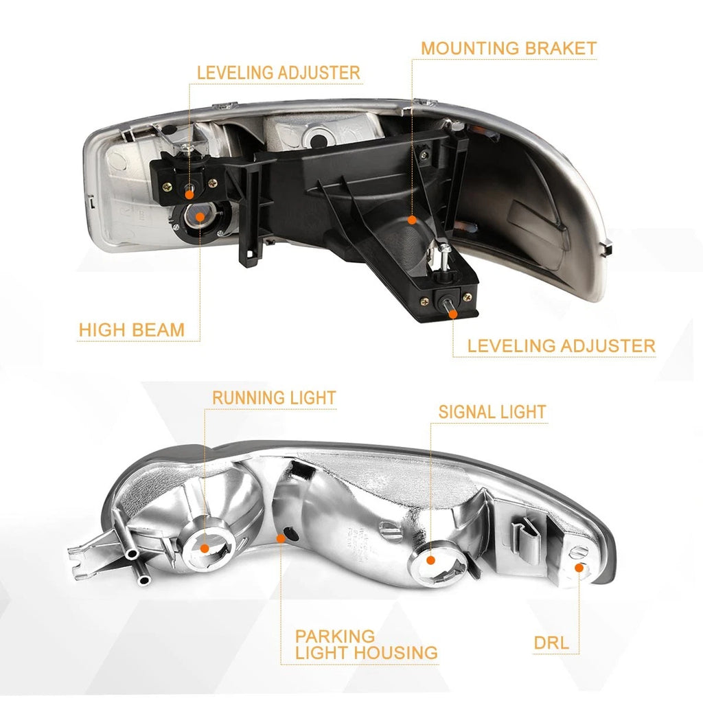 Headlight with LED DRL for GMC Sierra/Yukon Denali (2001–2007) Smoked Lens