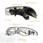 Headlight with LED DRL for GMC Sierra/Yukon Denali (2001–2007) Smoked Lens