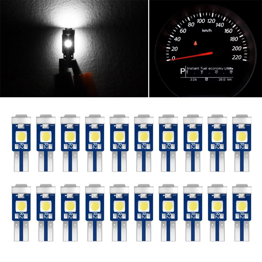 Set of 20 White T5 Bulbs for Dashboard Instrument Lights