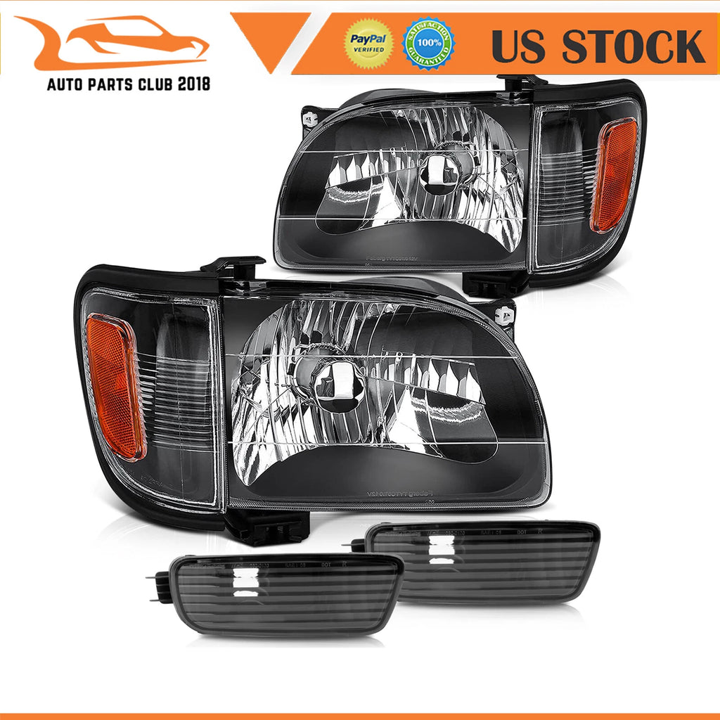 Headlight Assembly for Toyota Tacoma (2001–2004) Black Housing Clear Lens Pair