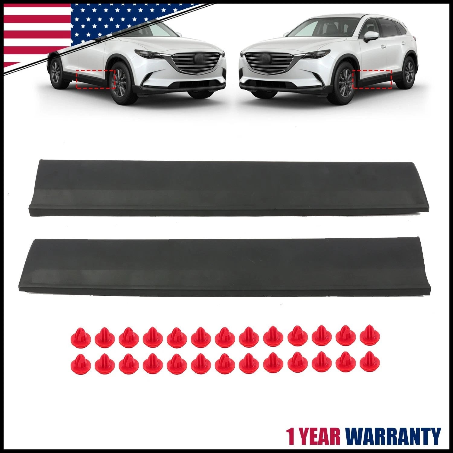 Pair Front Door Lower Molding for Mazda CX-9 (2016–2023) TK4851RB0B TK4851RA0B