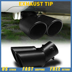 Dual Exhaust Pipe Tail Tip for Car (Stainless Steel, Black Round)