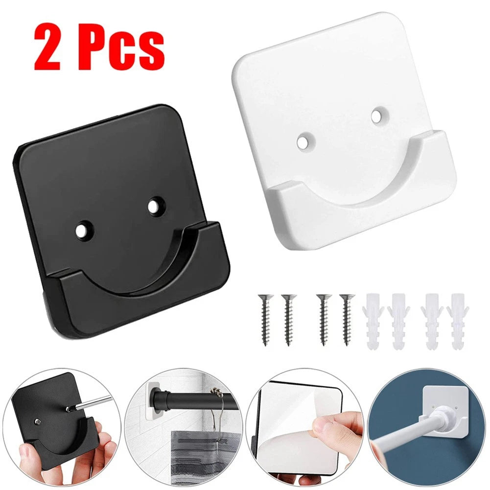 Set of 2 Curtain Rod Holders for Bathroom - ABS Black