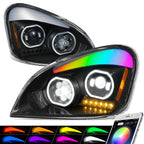 Projector Headlights for Freightliner Cascadia (2008–2017) - Black Housing Amber