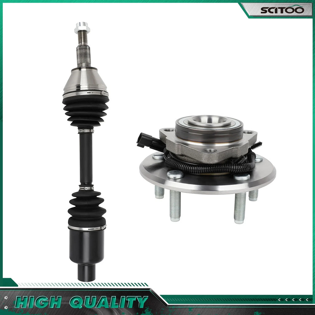 1 Front CV Axle Shaft + 1 Wheel Hub Bearing for RAM 1500 4WD (2012–2018)